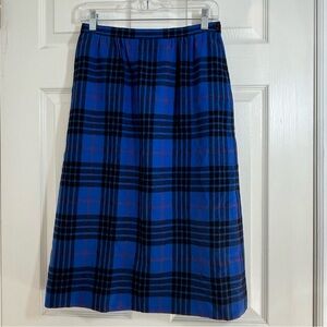 Vintage Pendleton Blue and Black Plaid A-Line Skirt Size 4